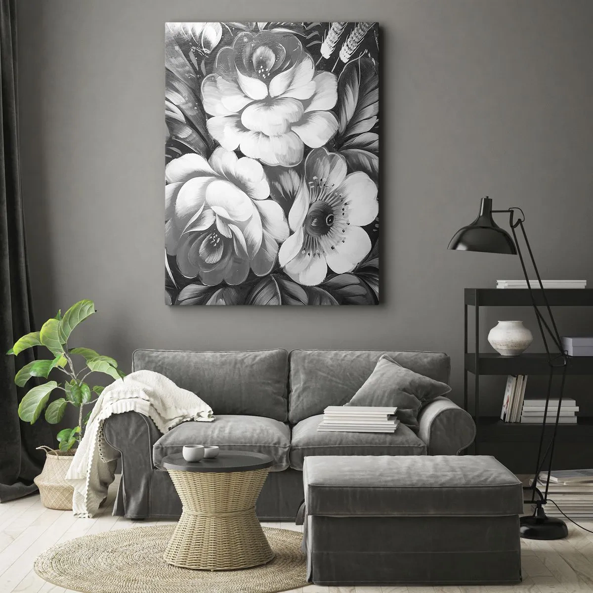 Lærredstryk - Billede på lærred - Smuk selv i grå farve - 50x70 cm