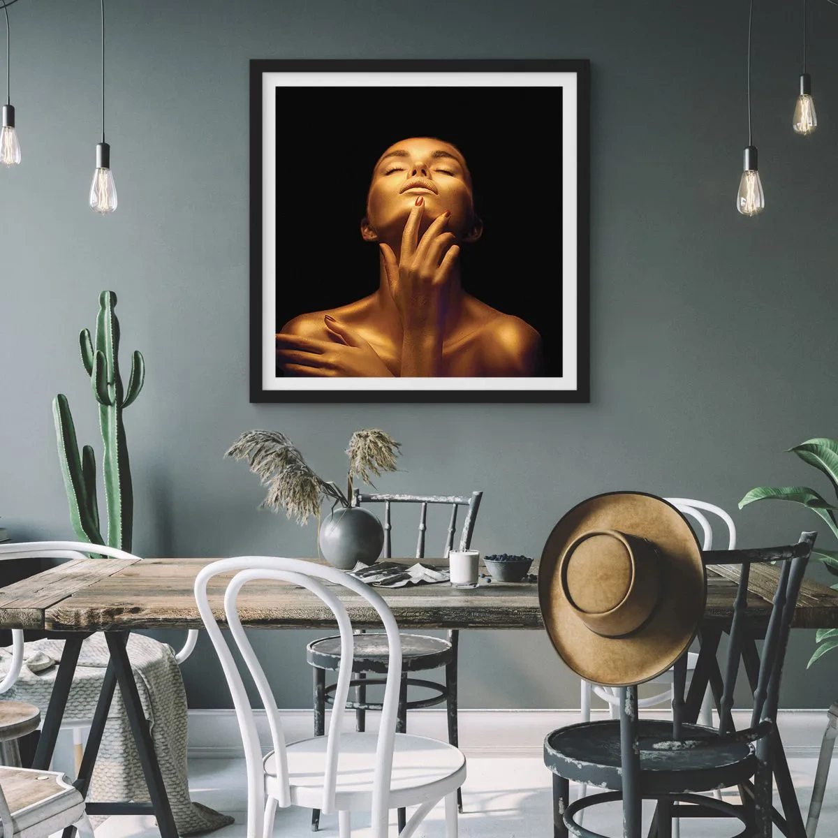 Plakat i sort ramme - Som gylden silke - 50x50 cm