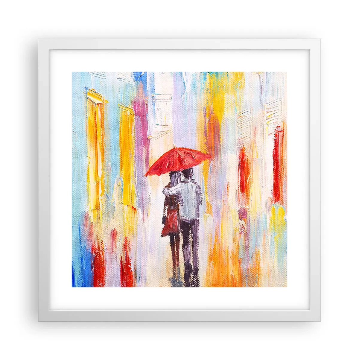 Plakat i hvid ramme - Lad det regne mere - 40x40 cm