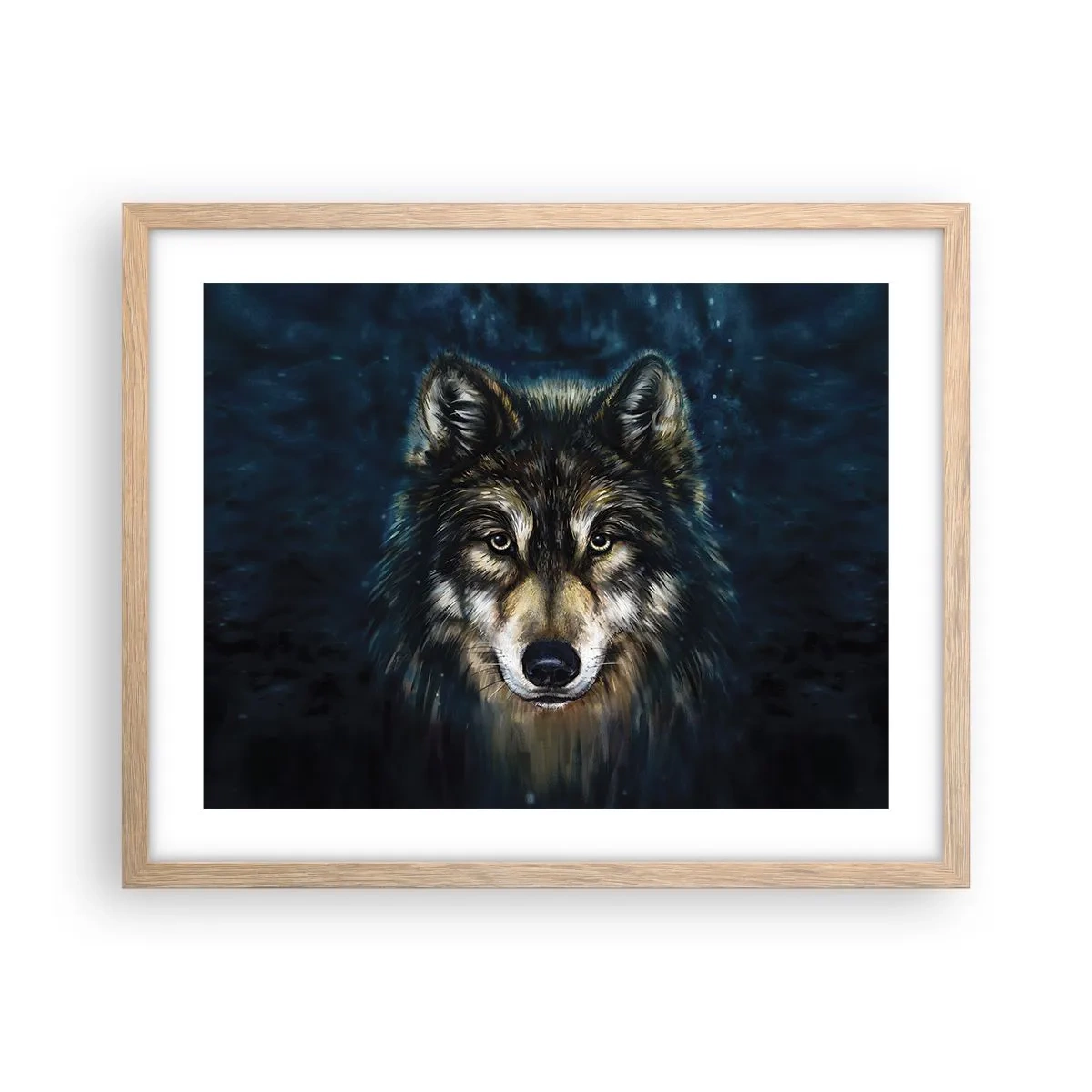 Plakat i ramme af lyst egetræ - Alfa? Og omega - 50x40 cm