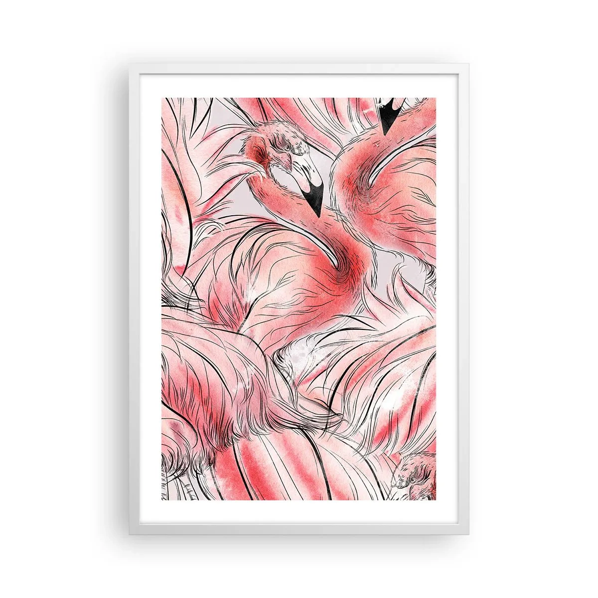 Plakat i hvid ramme - Fugle corps de ballet - 50x70 cm