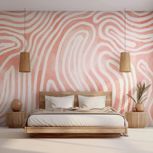 Fototapet Standard Eco - Koralabstrakte linjer skaber et organisk mønster - 100x70cm - I en labyrint af koraller - Moderne vægdekoration til stue og soveværelse ARTTOR