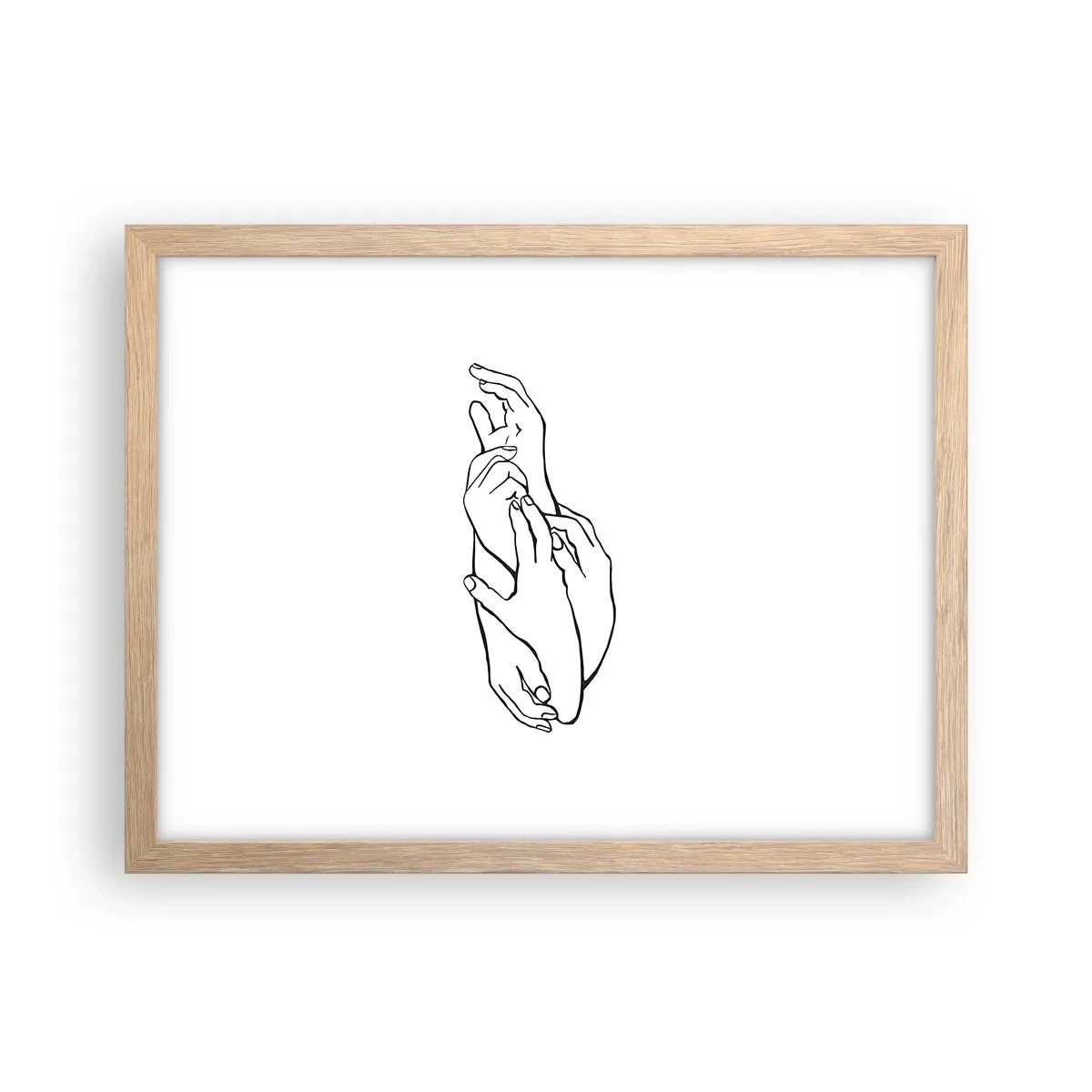 Plakat i ramme af lyst egetræ - God berøring - 40x30 cm