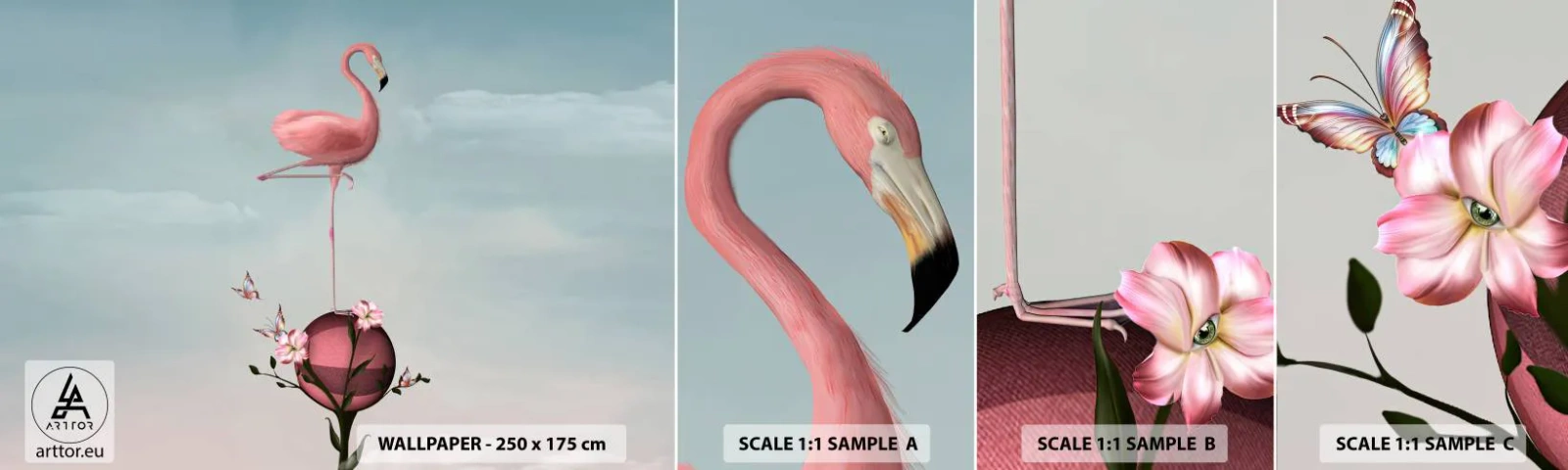 Prøve Fototapet Selvklæbende Deluxe Sticker - Basketball allegori - Abstraktion, Flamingo, Fugl - 100x30 cm