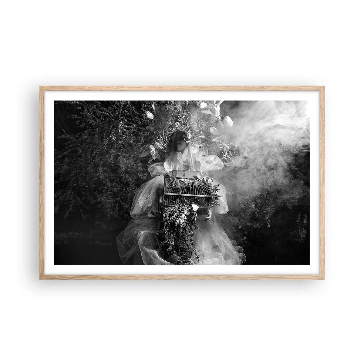 Plakat i ramme af lyst egetræ - Selve Moder - Naturen - 91x61 cm