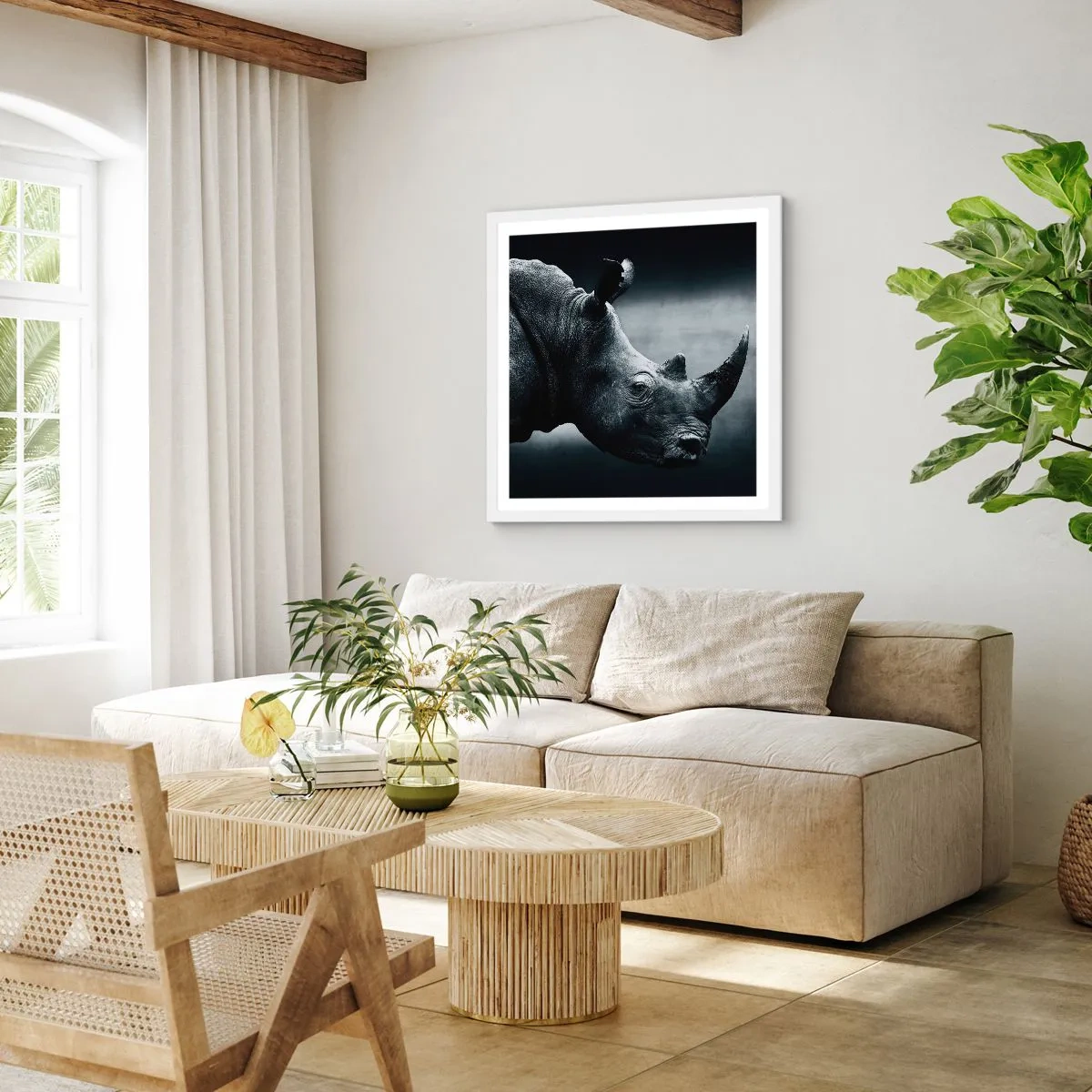 Plakat i hvid ramme - Højre profil - 40x40 cm