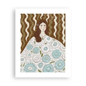 Plakat - Portræt i en blomstret kappe - 40x50 cm