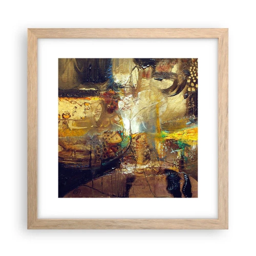 Plakat i ramme af lyst egetræ - Kold, varm, meget varm - 30x30 cm