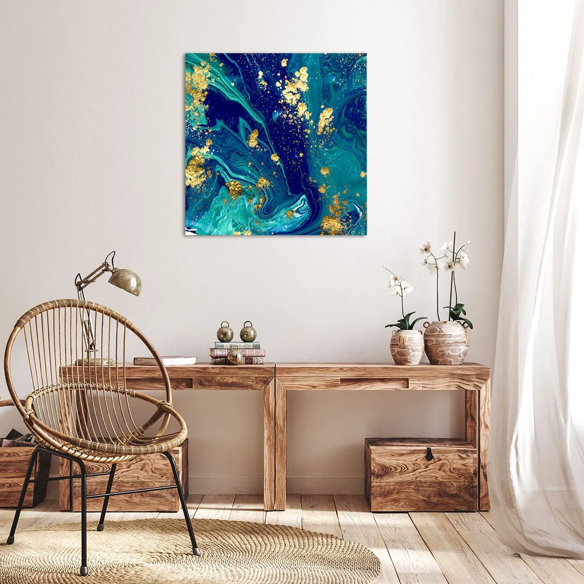 Lærredstryk - Billede på lærred - Solblade - 40x40 cm