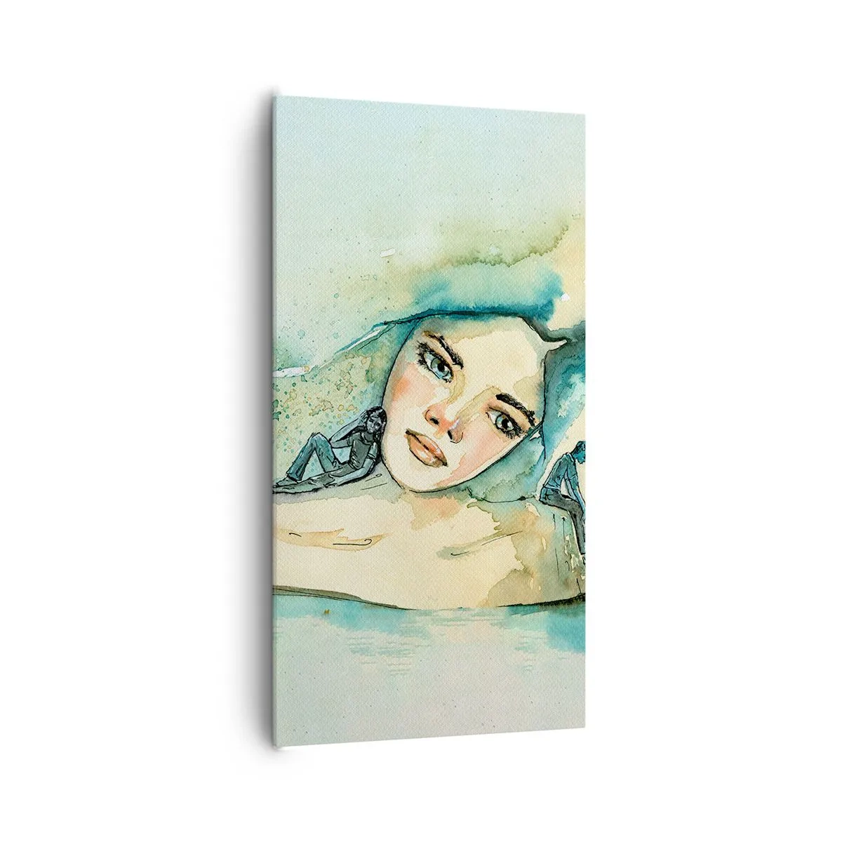 Lærredstryk - Billede på lærred - Am I blue? - 65x120 cm