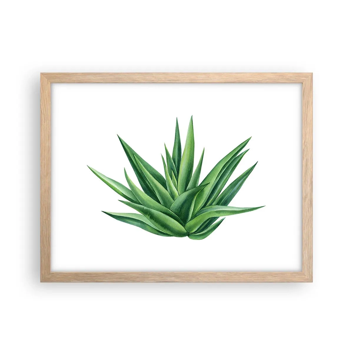 Plakat i ramme af lyst egetræ - Grøn - styrke - liv - 40x30 cm
