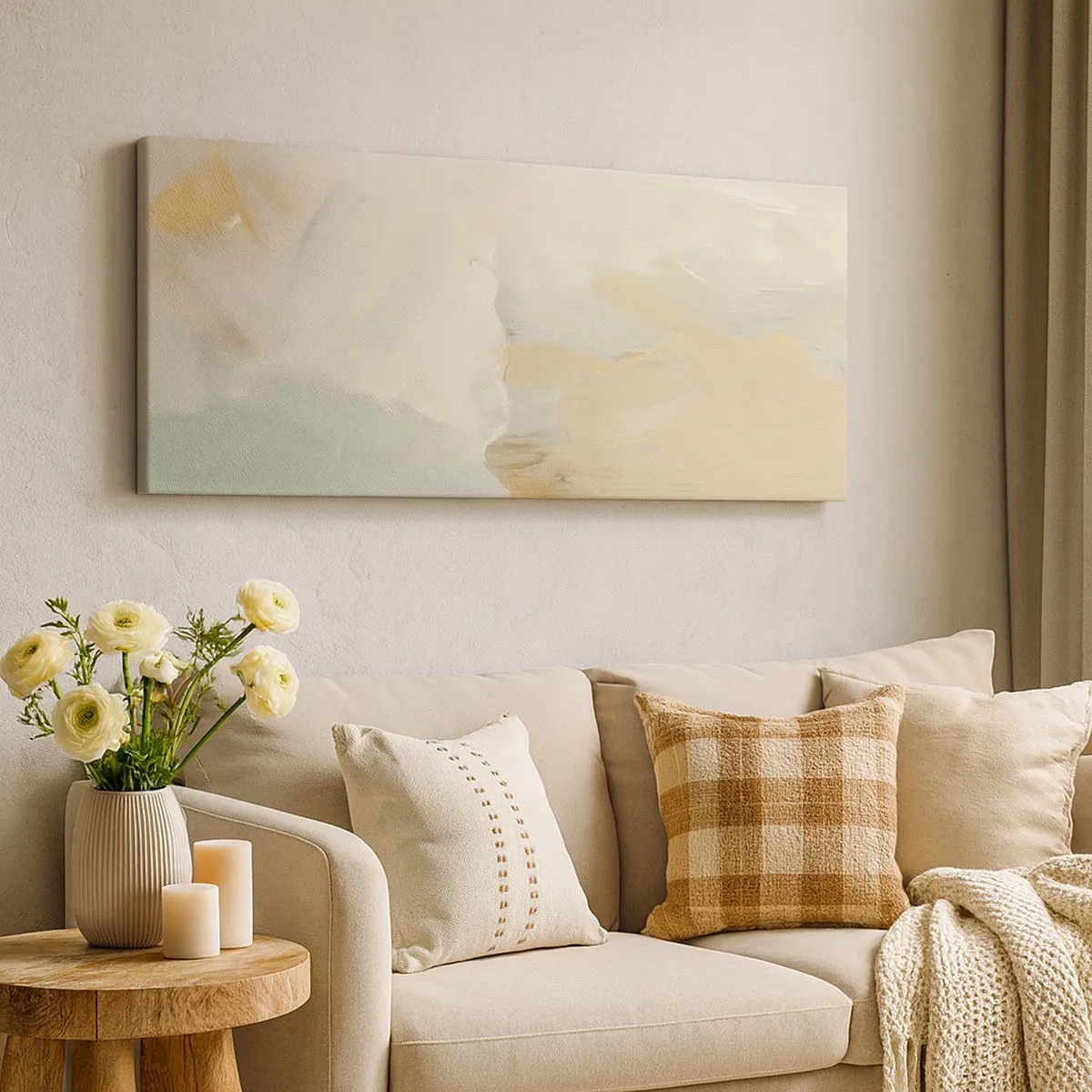 Lærredstryk - Billede på lærred - Abstraktion - blidhedens land - 100x40 cm