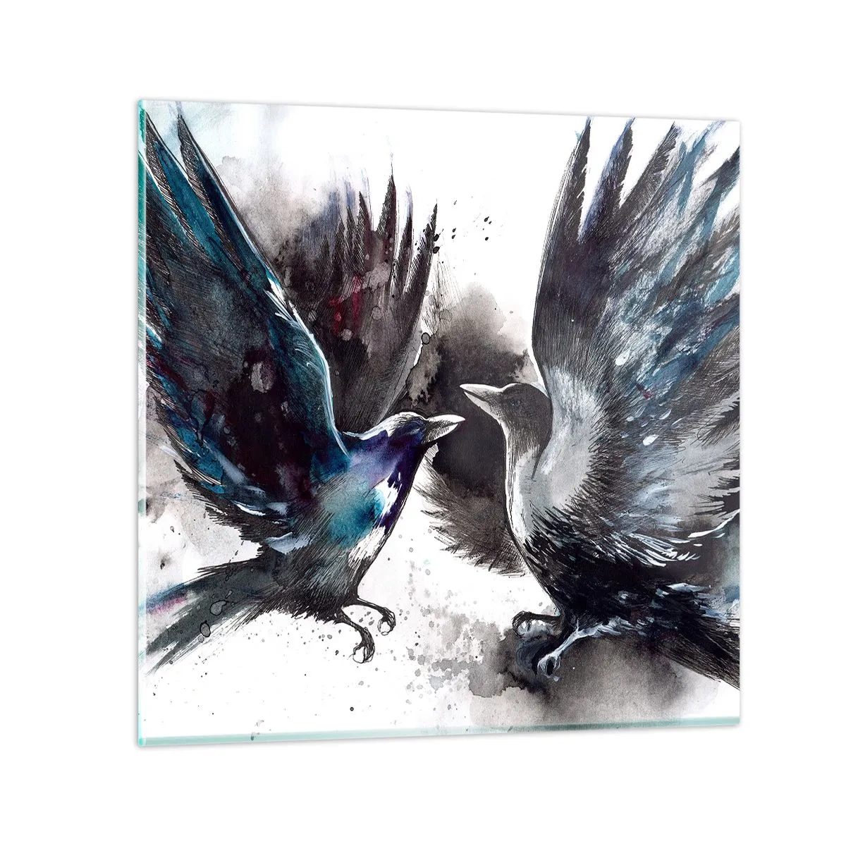 Billede på glas - En ravn til en ravn... - 50x50 cm