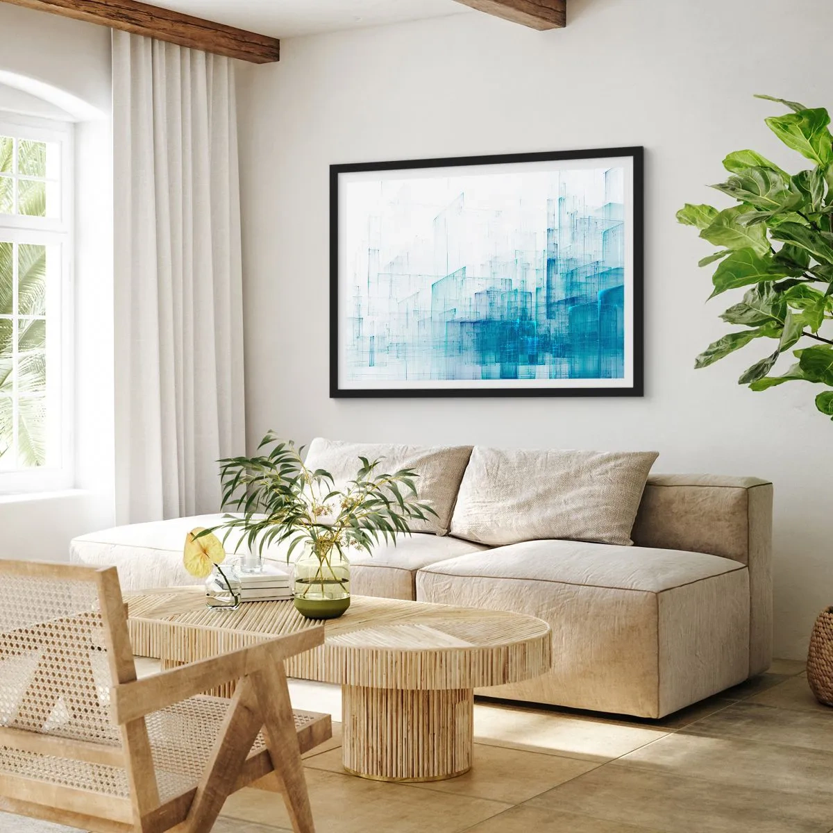 Plakat i sort ramme - Hvordan rummet blev til - 100x70 cm