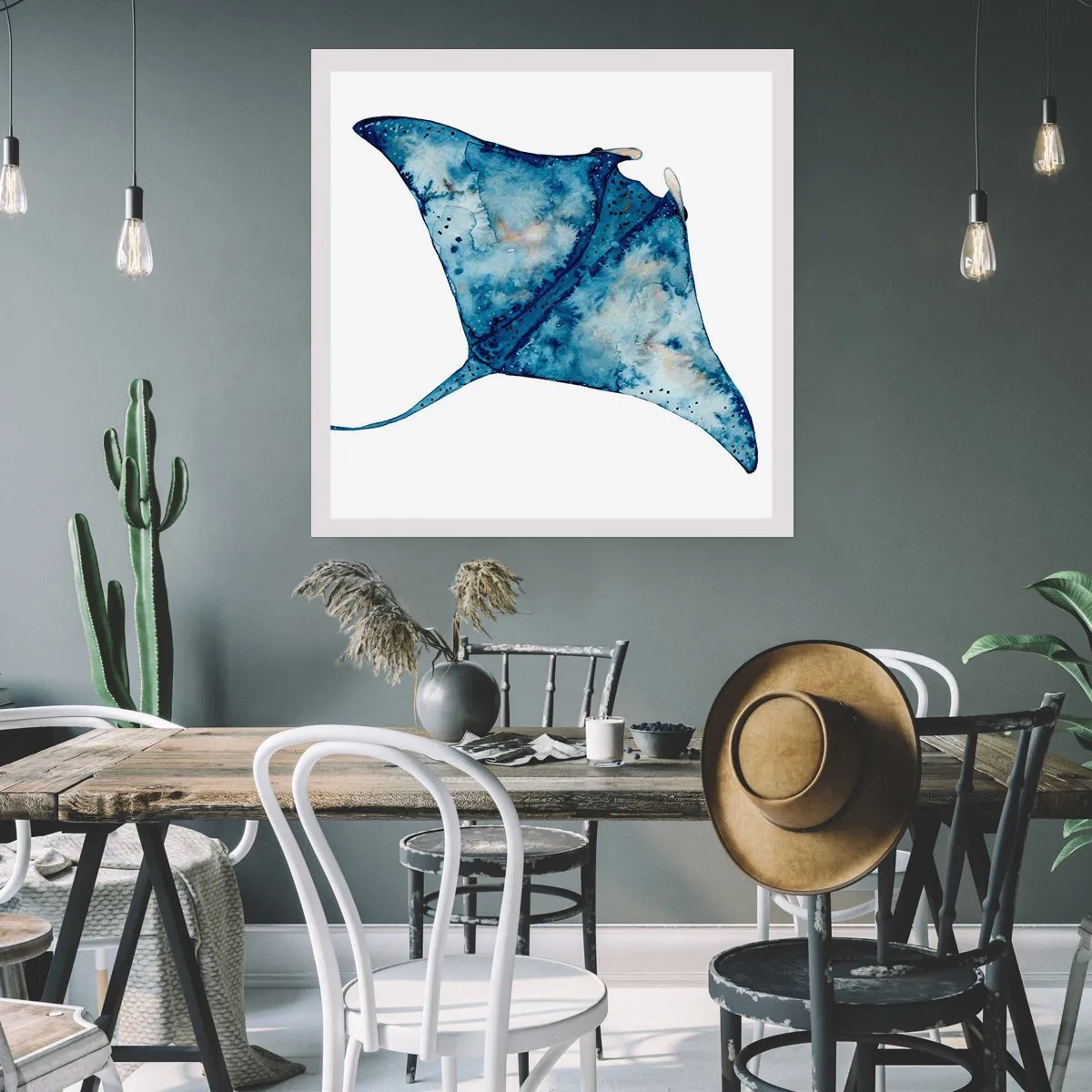 Plakat - Liv i blåt - 30x30 cm