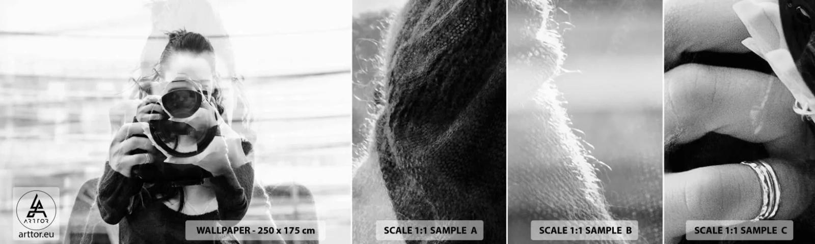 Prøve Fototapet Selvklæbende Deluxe Sticker - Skaber og materiale - Abstraktion, Fotograf, Kvinde - 100x30 cm