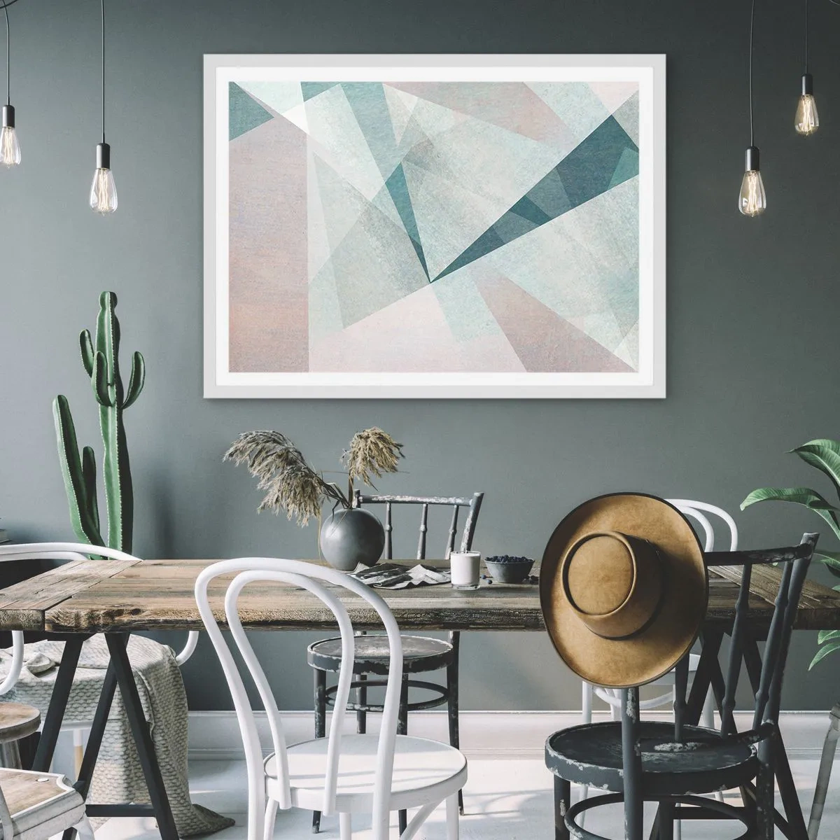 Plakat i hvid ramme - Rolig og alligevel dynamisk - 50x40 cm