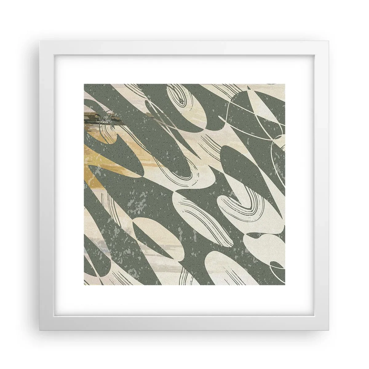 Plakat i hvid ramme - Rytmisk abstraktion - 30x30 cm