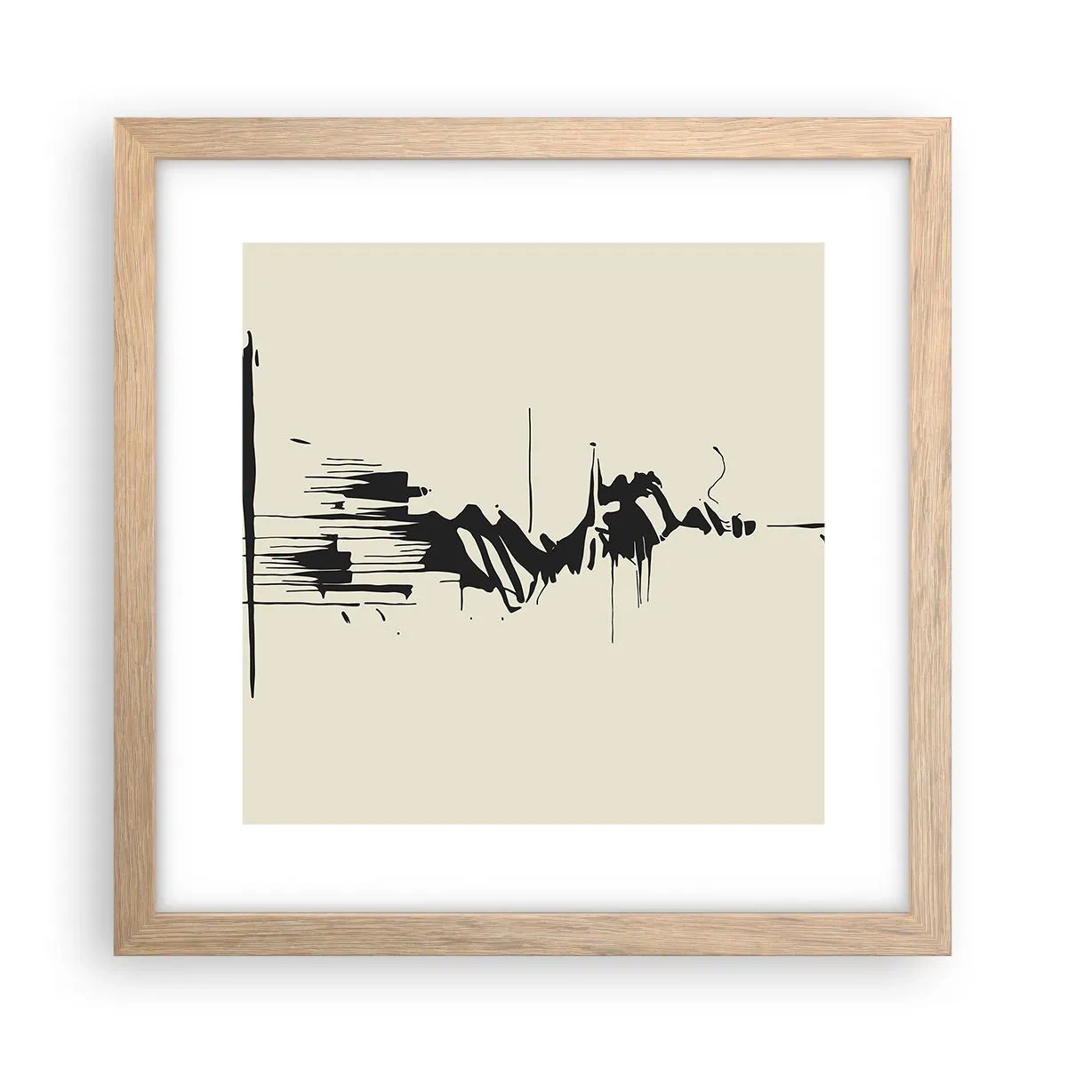 Plakat i ramme af lyst egetræ - Skyndsom abstraktion - 30x30 cm