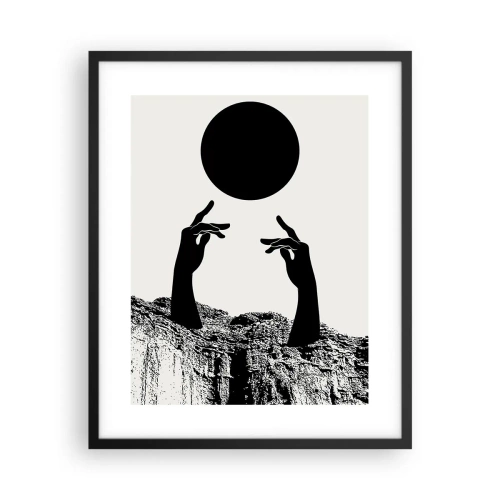 Plakat i sort ramme - Surrealistisk komposition: solen og resten - 40x50 cm
