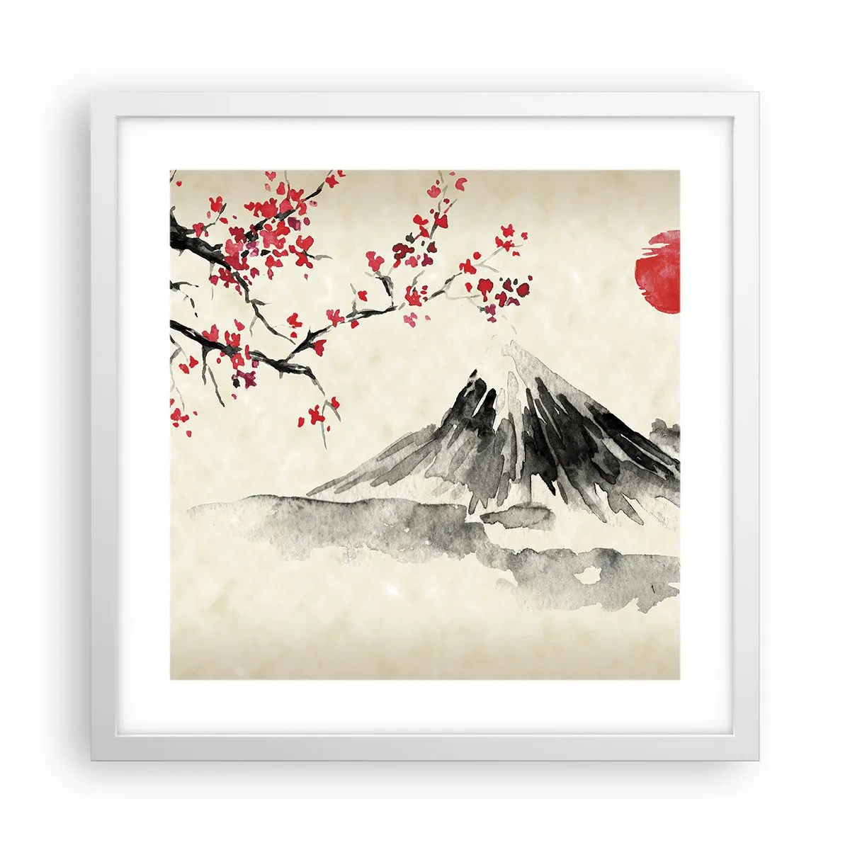 Plakat i hvid ramme - Bliv forelsket i Japan - 40x40 cm