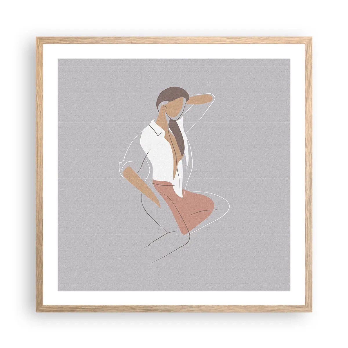 Plakat i ramme af lyst egetræ - Omrids af nåde - 60x60 cm