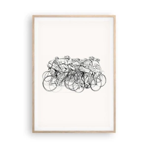 Plakat i ramme af lyst egetræ - Sammen i et team - 70x100 cm