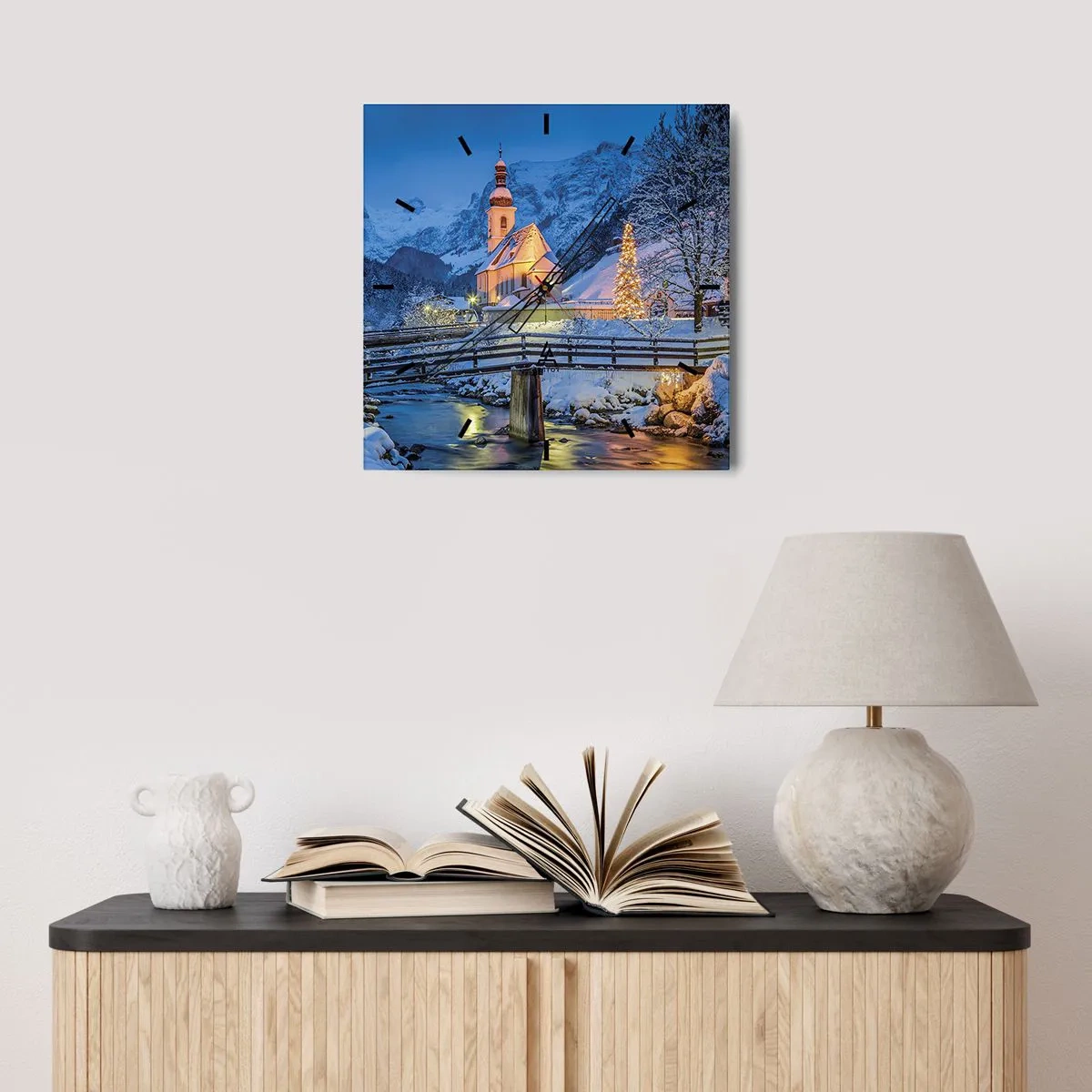 Vægur, Uret - Julens ånd - 40x40 cm