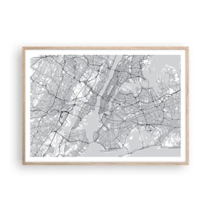 Plakat i ramme af lyst egetræ - Anatomi af en storby - 100x70 cm
