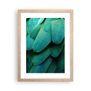 Plakat i ramme af lyst egetræ - Papegøjenaturens præcision - 30x40 cm