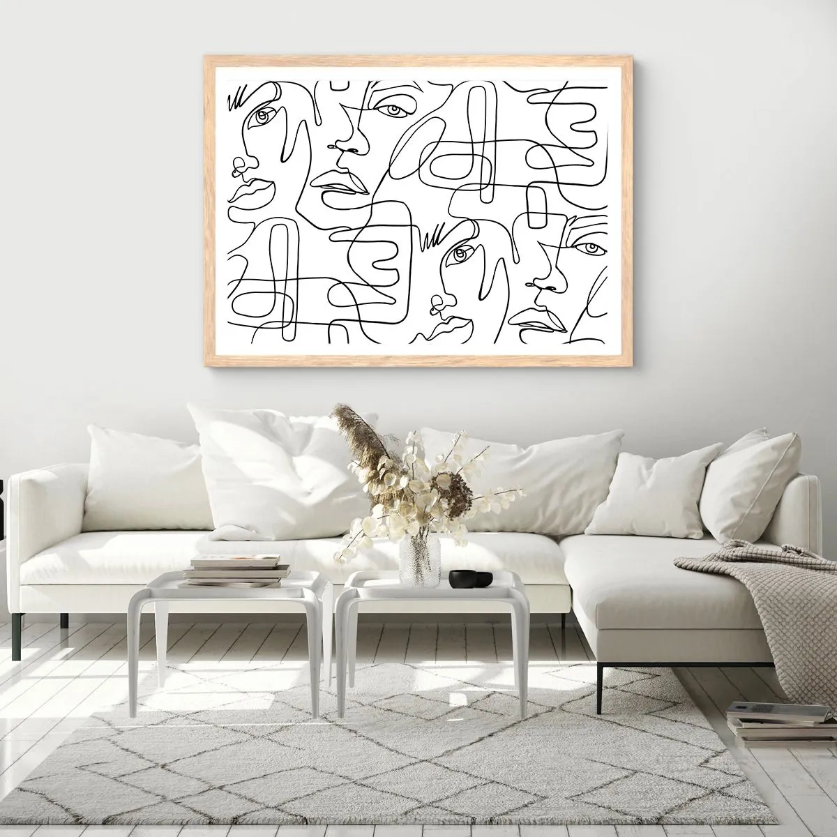 Plakat i ramme af lyst egetræ - I sammenfiltrede følelser - 100x70 cm