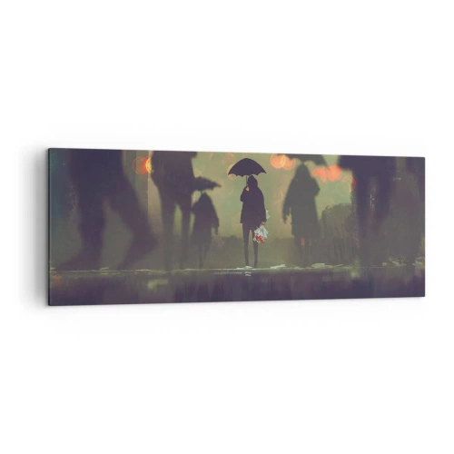 Lærredstryk - Billede på lærred - Set fra en regndråbes perspektiv - 140x50 cm