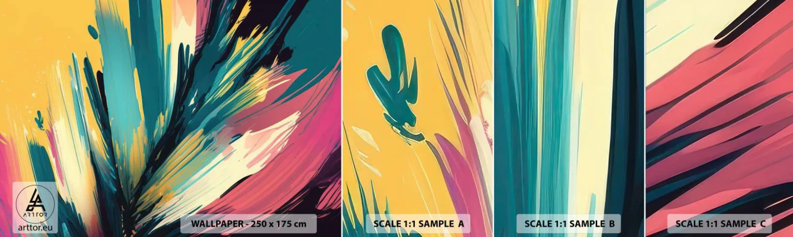 Fototapet Prøve Standard Eco - Komposition - en eksplosion af glæde - Abstraktionisme, Stykke, Moderne - 100x30 cm