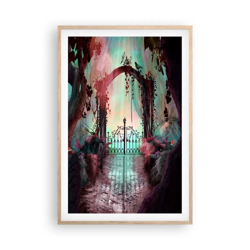 Plakat i ramme af lyst egetræ - Hemmelig have - 61x91 cm