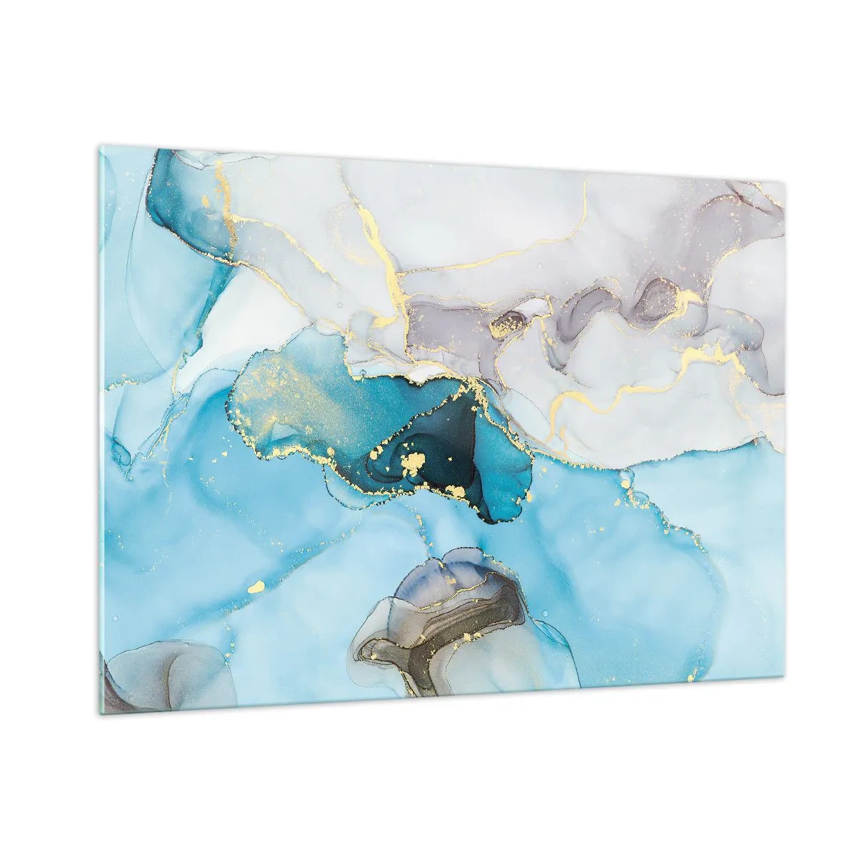 Billede på glas - En undersøgelse af mødet mellem grå og turkis - 100x70 cm