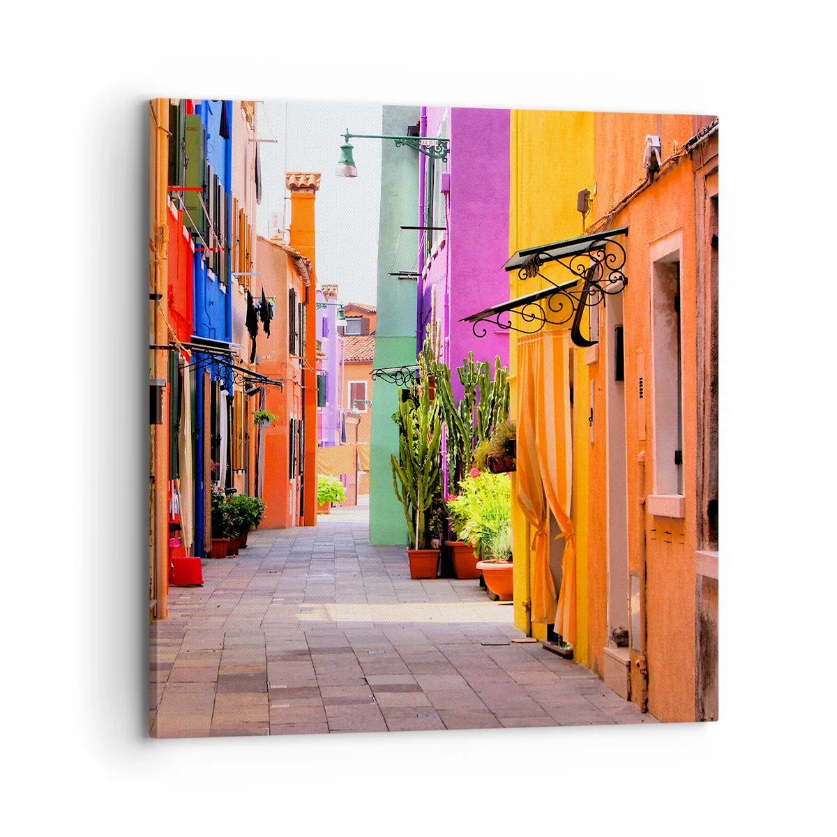 Lærredstryk - Billede på lærred - Regnbue gyde - 70x70 cm