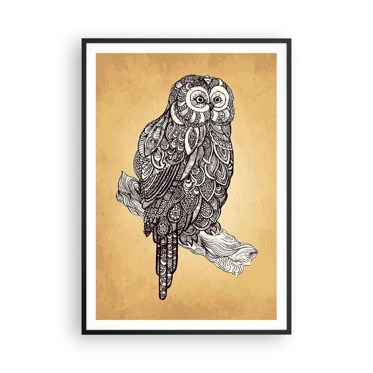 Plakat i sort ramme - Indviklede ornamenter af visdom - 70x100 cm