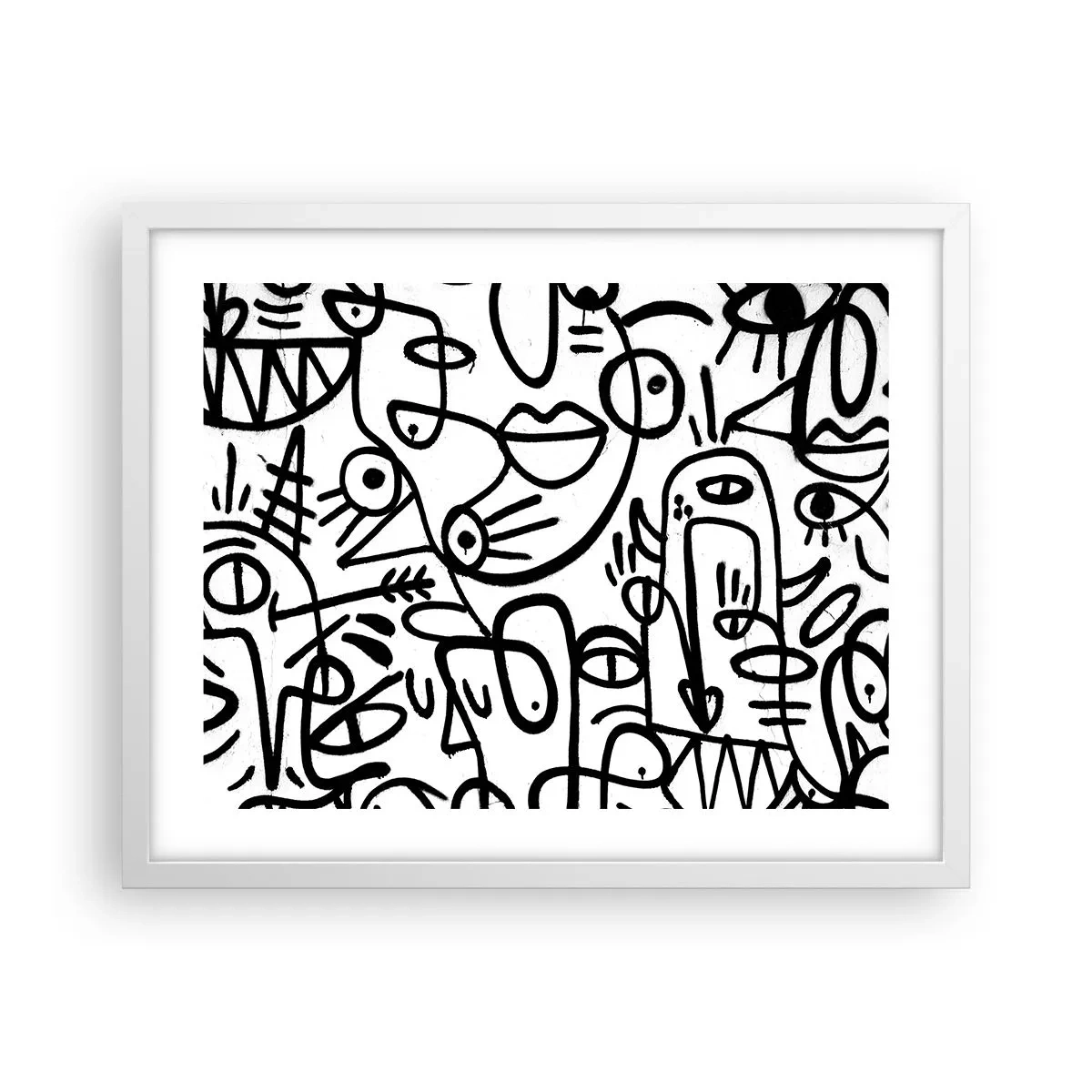 Plakat i hvid ramme - Ansigter og luftspejlinger - 50x40 cm