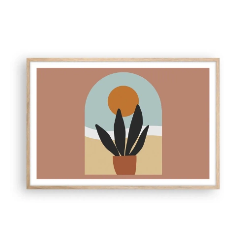 Plakat i ramme af lyst egetræ - Små glæder - 91x61 cm