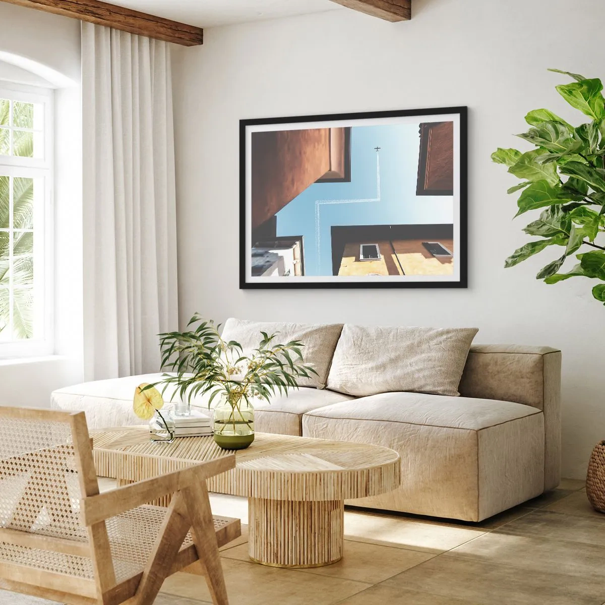 Plakat i sort ramme - Over den urbane labyrint - 100x70 cm