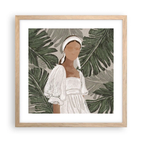 Plakat i ramme af lyst egetræ - Eksotisk portræt - 40x40 cm