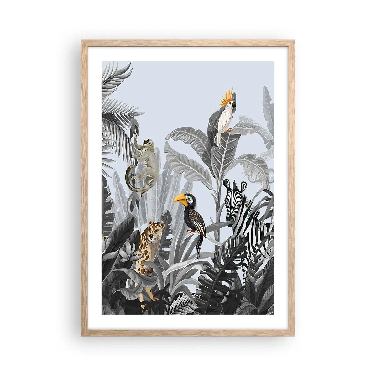 Plakat i ramme af lyst egetræ - En afrikansk fabel - 50x70 cm