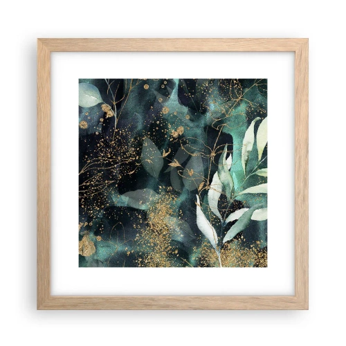 Plakat i ramme af lyst egetræ - Fortryllet have - 30x30 cm