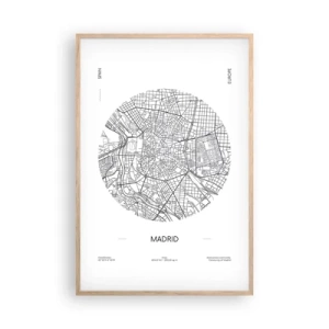 Plakat i ramme af lyst egetræ - Madrids anatomi - 61x91 cm