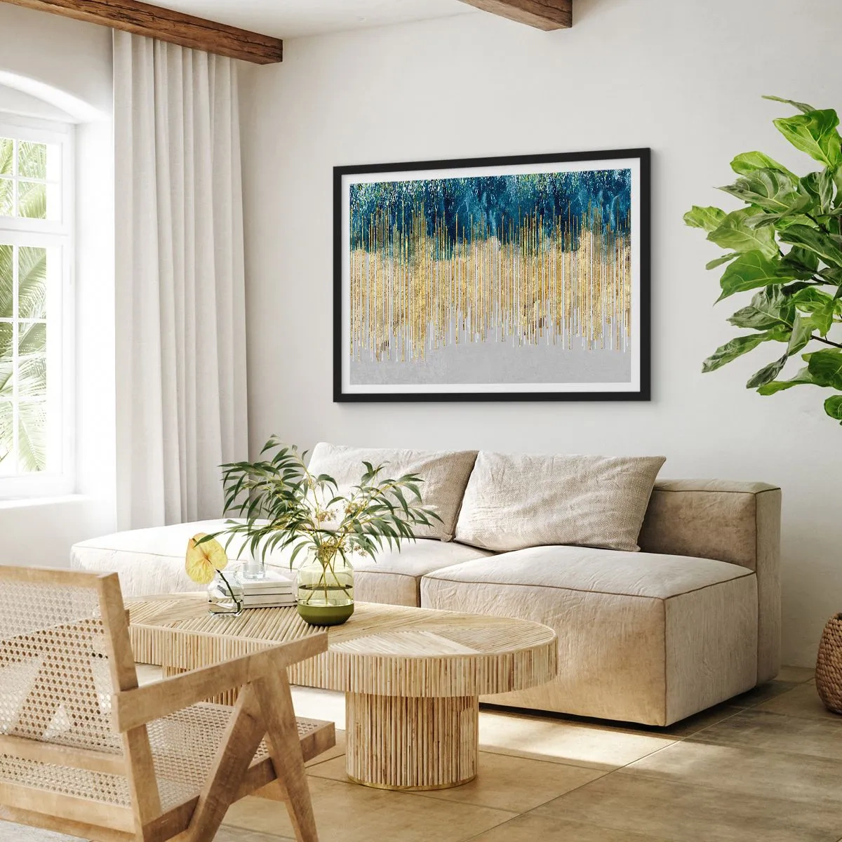 Plakat i sort ramme - Forgyldt grænse - 50x40 cm