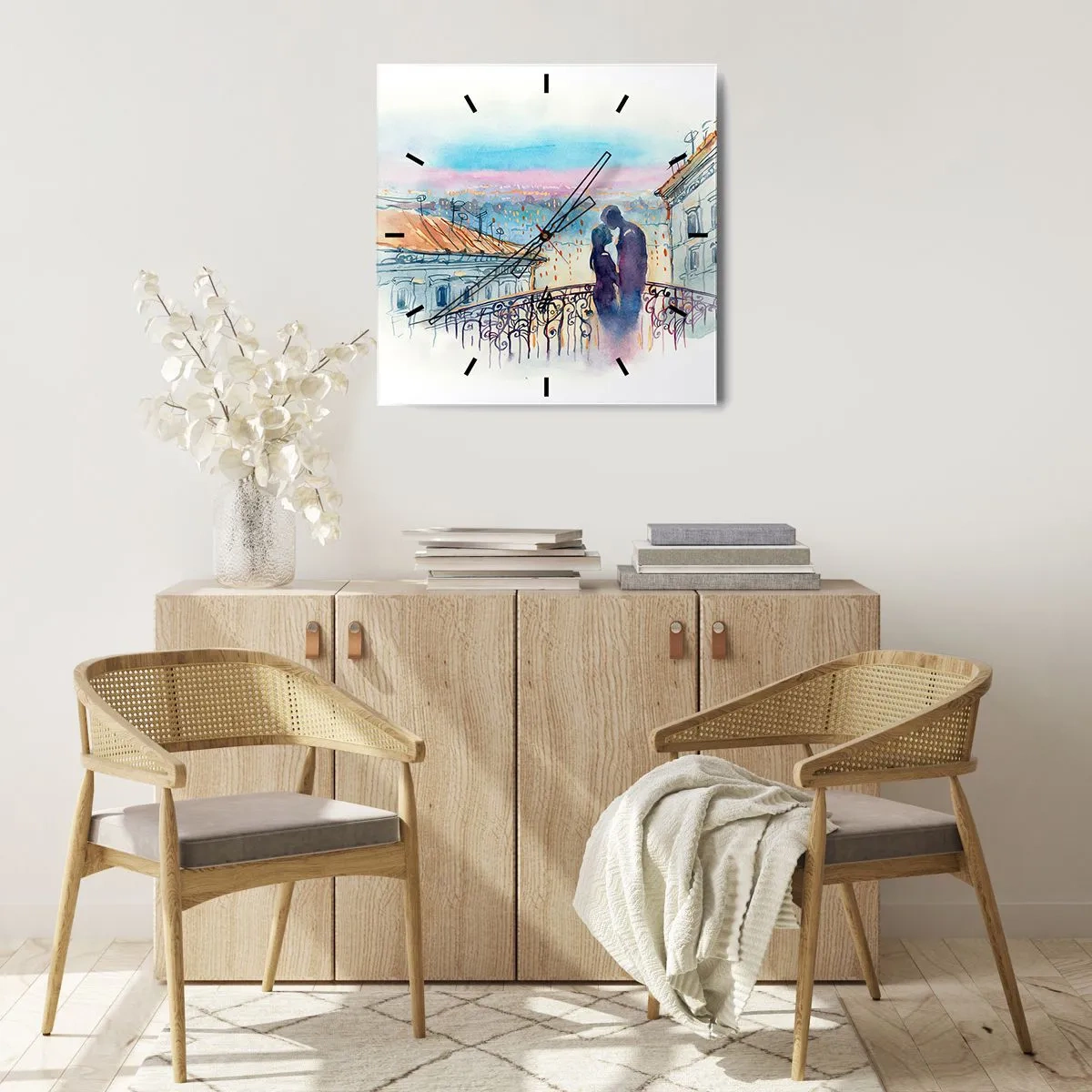 Vægur, Uret - Parisiske elskere - 40x40 cm