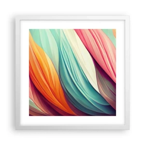 Plakat i hvid ramme - Regnbuevævning - 40x40 cm