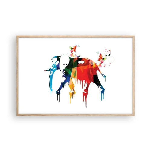 Plakat i ramme af lyst egetræ - Alle kan danse - 91x61 cm