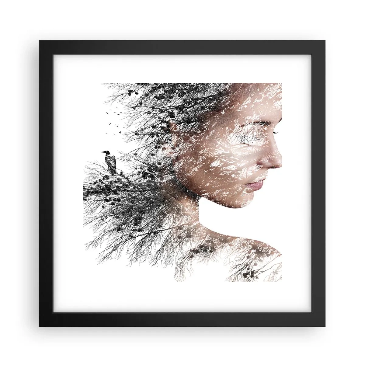 Plakat i sort ramme - Skovens ånd - 30x30 cm