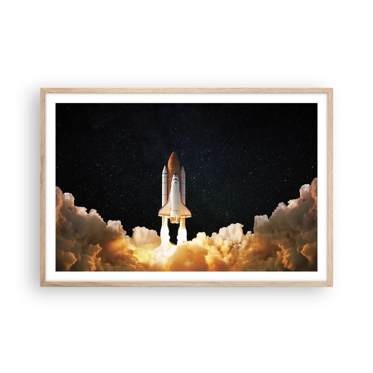 Plakat i ramme af lyst egetræ - Ad astra! - 91x61 cm